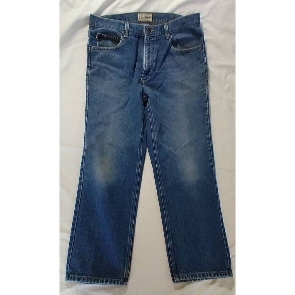 Men's Vintage L. L. Bean Classic Fit Jeans 37x30Light Wash Denim 100% Cotton